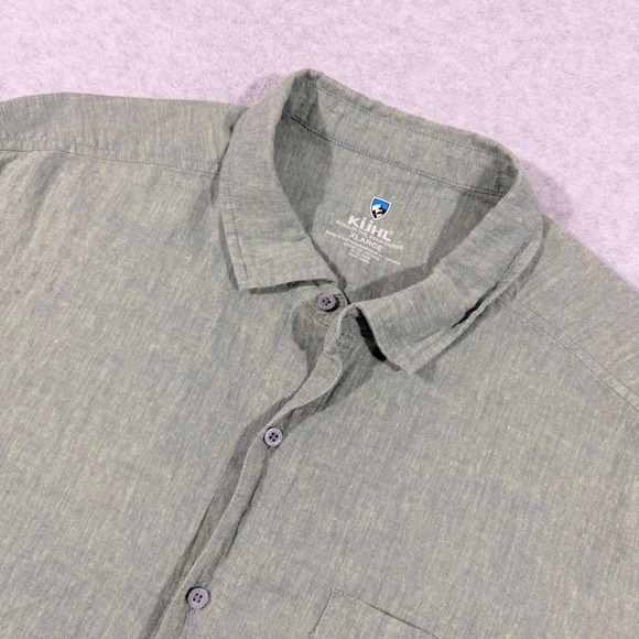Kuhl Other - Kuhl‎ Mens XL Short Sleeve Button Down Shirt Olive Green Hemp Tencel 7486